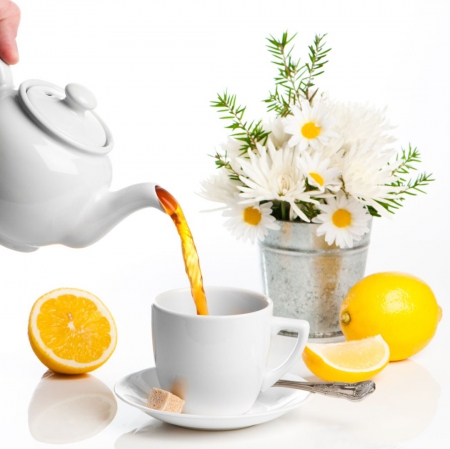 Still life - flowers, daisies, abstract, teatime