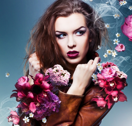 Beauty - flowers, lady, model, fashion