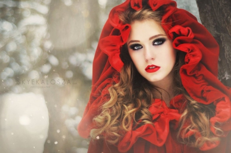 Red winter Beauty for Dear Inspi - winter, beauty, lady, red