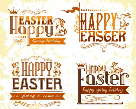 Happy Easter - vector, words, art, Easter