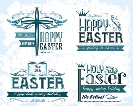 Happy Easter - vector, words, art, Easter