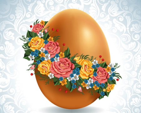 Easter egg - easter, egg, flowers, art