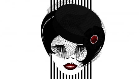 Glamour Girl - lips, glamour, woman, girl, vector, black and white, glamourous