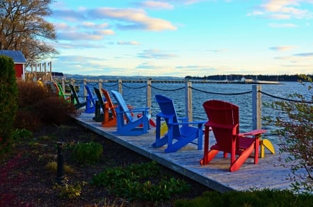 Canadian Summer - chairs, sunshine, sea, water