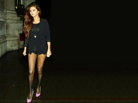 Selena Gomez - heels, model, beautiful, actress, selena gomez, selena, legs, stockings, singer, gomez