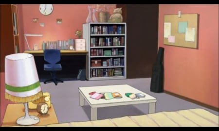 Studies Room - nice, desk, room, book, lovely, home, pretty, k-on, table, kon, clock, scenery, shelf, sweet, house, scene