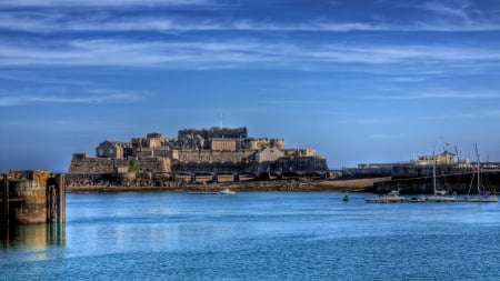 Castle-Cornet-on-Guernsey - on, Cornet, water, Castle