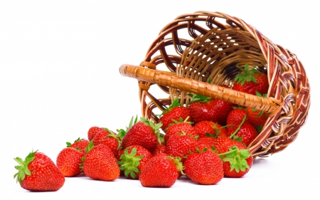 â™¥ - white, strawberry, red, green, summer, basket, spring, fruit