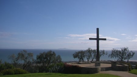 Happy Easter (Serra Cross) - cross, california, ocean, easter, serra, ventura