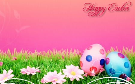 Happy Easter  - easter, wide screen, holiday, flowers, photo, photography, occasion, eggs