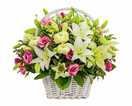 â™¥Bouquet of Flowersâ™¥ - roses, lily, bouquet, basket, flowers