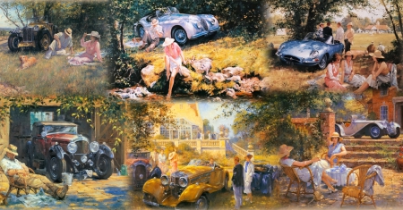 The Era of Style - retro, style, cars, classic cars, paintings, art deco