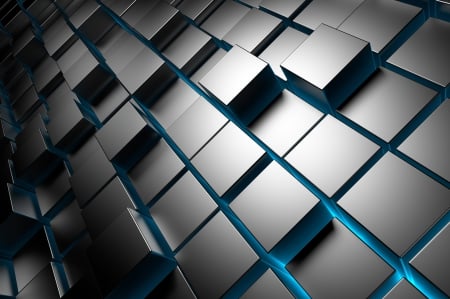 ♥3D Cubes♥ - square, metal, cubes, brick, 3d, chrome