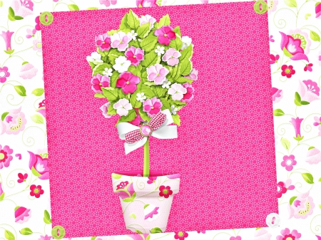 Pot Of Spring - flowers, pot, pink, spring