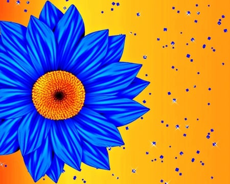 Gerbera - yellow, blue, orange, flower, gerbera