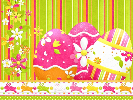 Happy Easter - eggs, Happy Easter, flowers, colors