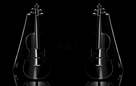 Violins - music, black, instrument, white, violin