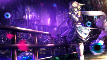 Night Flute - mizuhashi parsee, flute, beauty, nice, female, anime girl, touhou, dark, pretty, anime, scene, scenic, girl, light, night, lovely, hd, beautiful, shrine, scenery, sweet