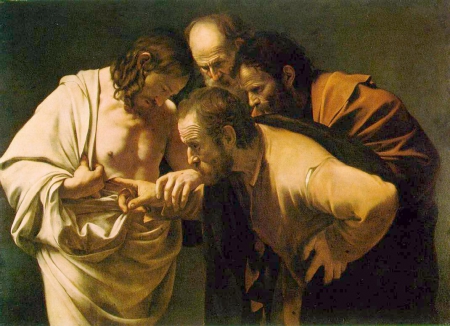 Caravaggio * Thomas - painting, christ, faith, jesus, art, risen, thomas