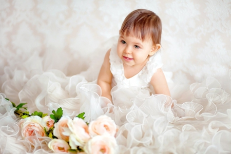 â™¥ - girl, baby, roses, smile, babies, flowers, child