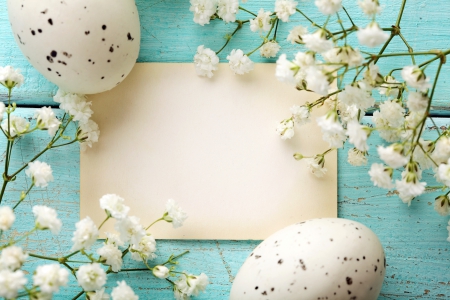 ♥Easter♥ - eggs, flowers, easter, blue, pastel