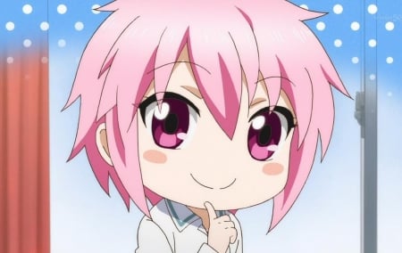 ~sakura chan~ - close, chibi, pink hair, cute girl, pretty girl, water element user, anime, d-frag, short hair, cute, pink eyes