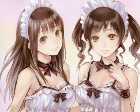 Maids - sundress, pretty, beauty, beautiful, sweet, brown hair, anime, anime girl, girl, dress, maid, long hair, nice, lovely, female