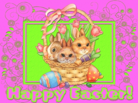 EASTER BUNY BASKET - easter, holiday, holy, basket, bunny