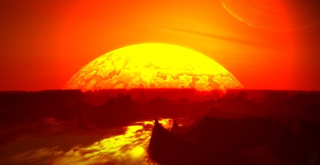 extraterrestrial sunset - lava, world, sun, hot