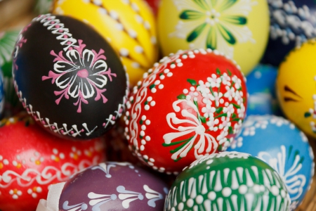 Colorful Painted Easter Eggs - eggs, colorful, easter, easter eggs