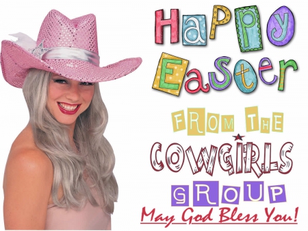 Cowgirl's Easter Wishes - girls, women, style, fun, westerns, female, easter, sunday, fashion, cowgirls, hats, holidays, pink