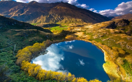 Nature - nature, sky, lake, cloud, water, tree, sand