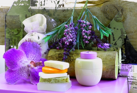 Lavender - soap, purple flowers, spa, flowers, orchid, lavender, still life