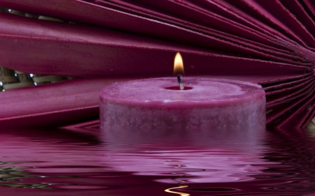 Candle - candle, pink, reflection, light