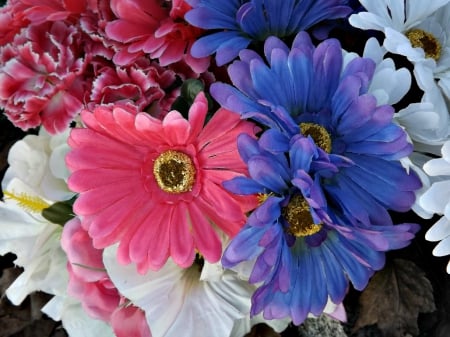 spring bouquet - white, purple, pink, daisy, flowers