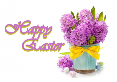 Happy Easter - easter, flower, purple, flowers, happy easter