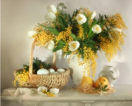 Easter Time - eggs, cool, photography, easter, flowers, still life