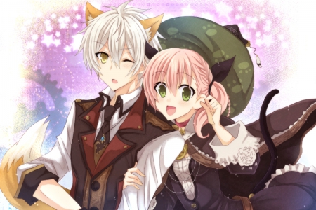 Escha & Logy - love, couple, game, anime, animal, romance, cute, cg