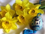 Spring Daffodils and Easter Egg