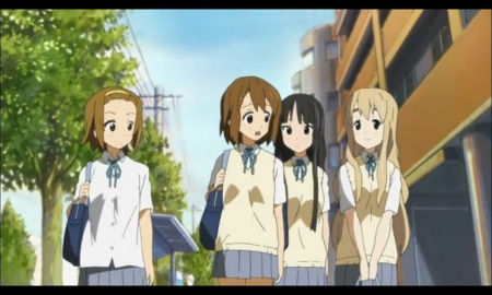 Way to School - tainaka ritsu, pretty, female, scenery, walking, scene, ritsu tainaka, yui hirasawa, yui, akiyama mio, uniform, mugi, blond, nice, miniskirt, kon, beauty, friend, chatting, ritsu, tsumugi, mio akiyama, mio, anime, talking, team, blonde, blond hair, bag, walk, long hair, chat, k-on, group, short hair, tsumugi kotobuki, talk, ribbon, kotobuki tsumugi, hirasawa yui, anime girl, skirt, beautiful, girl, scenic, blonde hair, lovely, brown hair, sweet, black hair