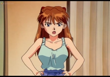 What R U Looking At?? - nice, beauty, female, anime girl, angry, pretty, neon genesis evangelion, anime, genesis, mad, girl, asuka langley soryu, long hair, eva, lovely, evangelion, neon, asuka, sweet