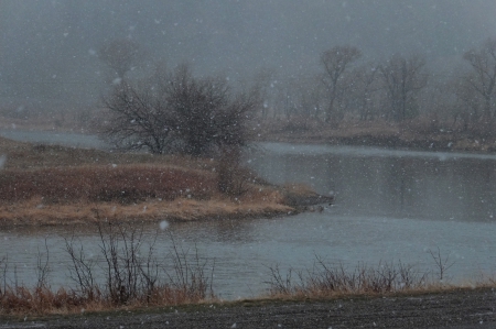 Missouri river, snow storm - Mountains, Missouri, Snow, Montana, Canyons