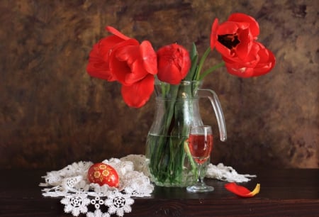 ♥ Easter egg and poppies ♥ - flowers, Easter egg, still life, red poppies