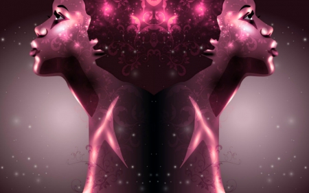 Back to back - vector, art, design, woman