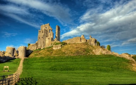 Corfe Castle - corfe, sky, ancient, castle