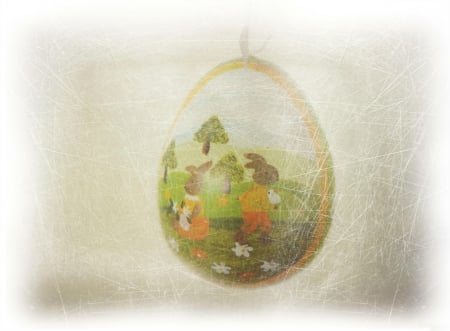 Happy Easter - egg, happy easter, rabbit, wall