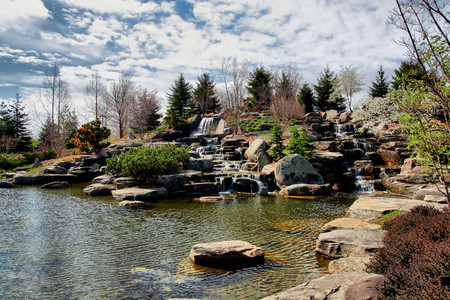 Garden waterfalls - nature, waterfalls, garden