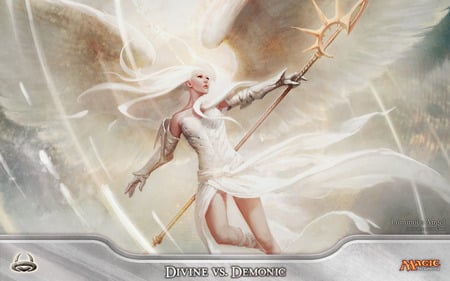 Luminous Angel - magic the gathering, divine vs demonic, angels, luminous, dual monitor, angel, dual screen