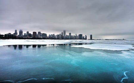 Frozen - ice, frozen, water, nature, blue, cold