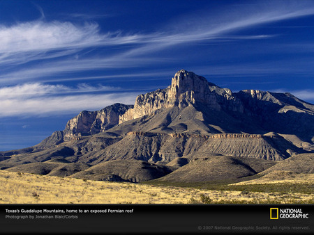 Guadalupe mountains - Permian period - beautiful, permian, guadalupe, amazing, prehistoric, picture, photography, nature, national geographic, mountain, cloud, paleontology, mountains, prehistory, cool, dinosaur, dinosaurs, blue, sky, sand, nice, clouds, desert, other